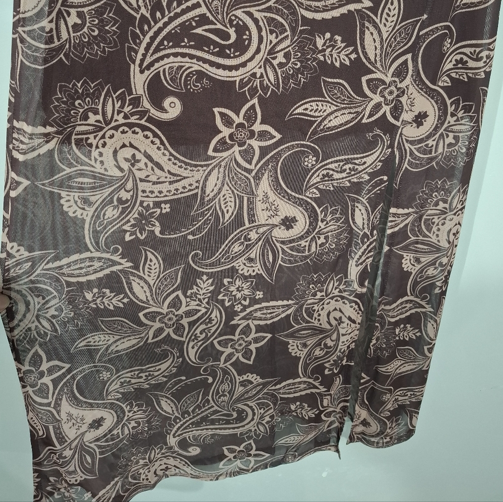 Pie In The Sky Brown Paisley Babydoll Midi Dress Cottagecore Boho Y2K Style Sz S - Picture 5 of 12